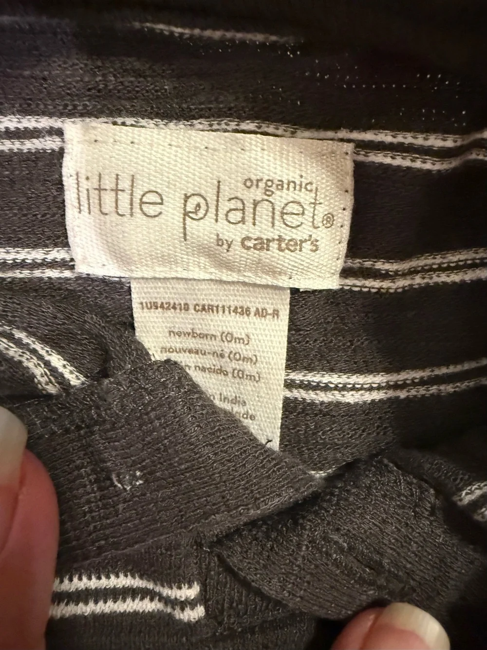 Carter's Black & White Striped Short-Sleeve Baby One-Piece